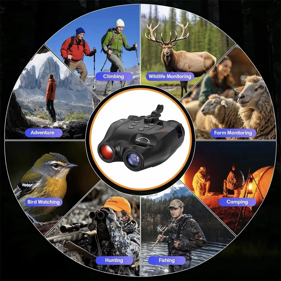 US Head Mounted Night Vision Binoculars Digital Infrared Goggles Rechargeable - Image 3 of 4