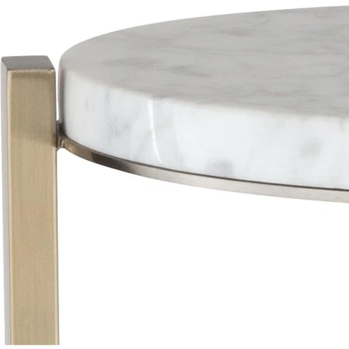 Uttermost 24254 Pietra End or Side Table Antique Brass and Carrara Marble - Picture 5 of 7