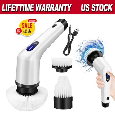 NEW 3-IN-1 Electric Spin Scrubber, 3 Cleaning Heads Cordless Rechargeable Brush