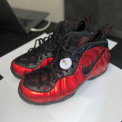Nike Air Foamposite Pro Red/Black Mid Top Lace-Up Basketball Sneakers