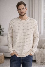 Isle Of Cotton Sweater Mens XL Vintage Pullover Made In USA Chain Knit