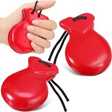 Wooden Castanets Flamenco Red 2 Pack with String