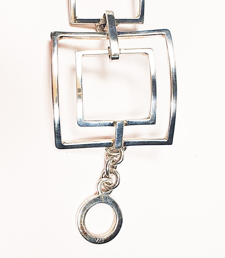 925 Sterling Silver Rectangle Link Toggle Bracele… - image 14