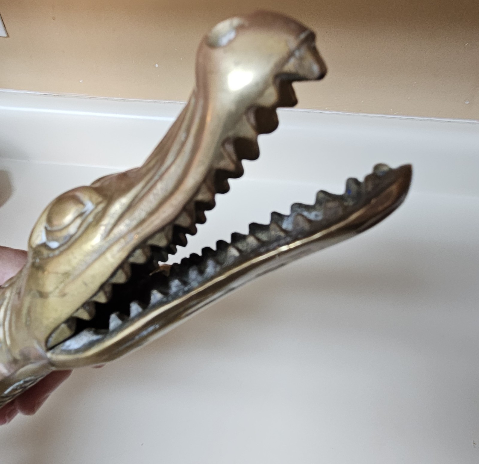 Vtg Solid Brass Alligator Crocodile Sculpture Figurine Mid Century Modern RARE