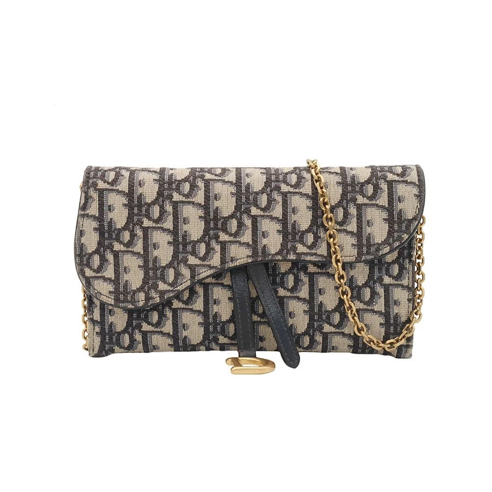 Portefeuille bandoulière chaîne Dior bleu oblique jacquard selle WOC / S5614CTZQ_M928