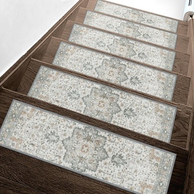 Non Slip Stair Treads for Wooden Steps 15PCS - 8x30 Indoor Safety Carpet, Edg...