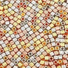 1000 Letter Beads Alphabet Beads Rose Gold Silver Cube Bulk Beads Wholesale 7mm