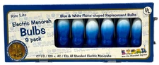 Rite Lite Co Electric Menorah Bulbs 9 Pack Blue & White Flame Shaped C7 120V NEW