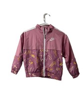 Nike Girls Windbreaker Jacket Pink Full Zip Pockets Size 6 110-116cm