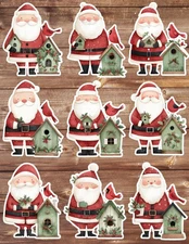 Santa and Bidhouse Die Cut Vinyl Stickers Set Scrapbooking Laptop Water Bottle