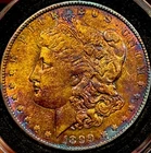 Blue And Gold Toned 1899 O Morgan Silver Dollar 90% Silver US Mint Antique Coin