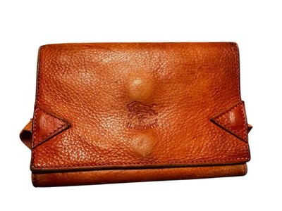 Vintage IL Bisonte Elastic Tri Fold Wallet In Cognac