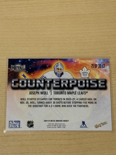 2024-25 Skybox Metal Universe - Counterpoise Joseph Woll #21 OF 30 - Bild 2 von 6