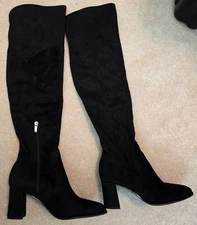 Marc Fisher Luley over the knee Boot Women's 7.5M Black Suede NWOT