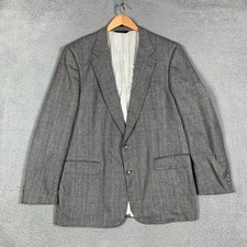 Vintage Burberrys Sport Coat Men's Actual 48L Gray Plaid Two Button Notch Lapel