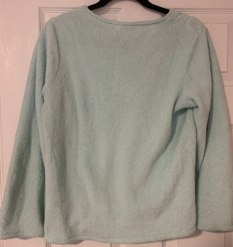 Croft & Barrow Sleepwear women's S fleece top light mint v-neck long sleeve - Picture 4 of 5
