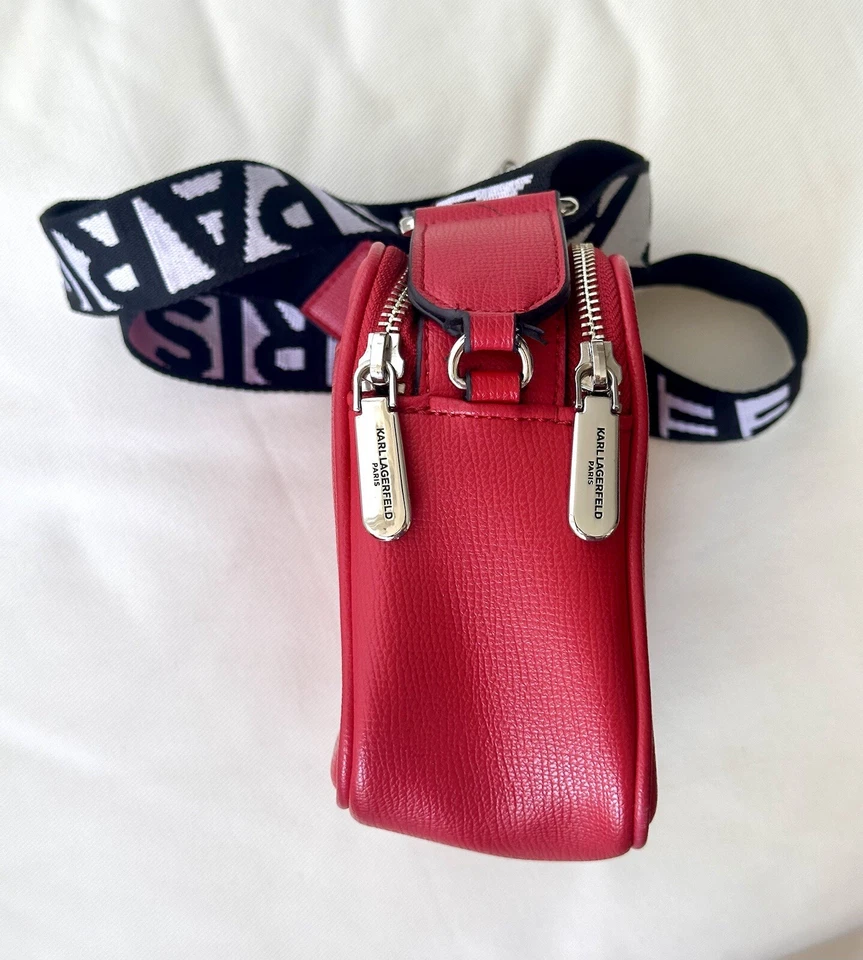 KARL LAGERFELD PARIS MAYBELLE ROUND HEAD DUO CAMERA CROSSBODY RED - Image 2 of 4
