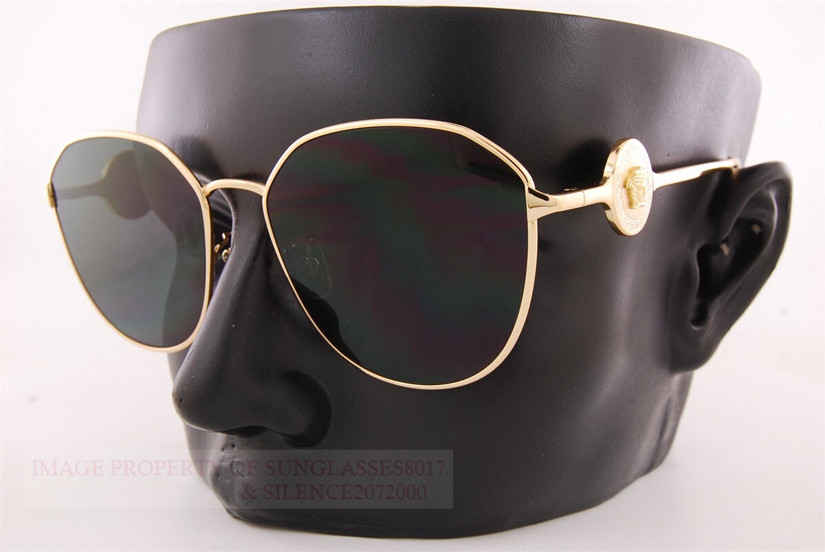 Versace Sunglasses MOD.2256 1002/87 Gold Oversized Frames with Dark Gray Lenses Versace VE2257 Sunglasses 100287 Gold - eye-oo.com main image 3