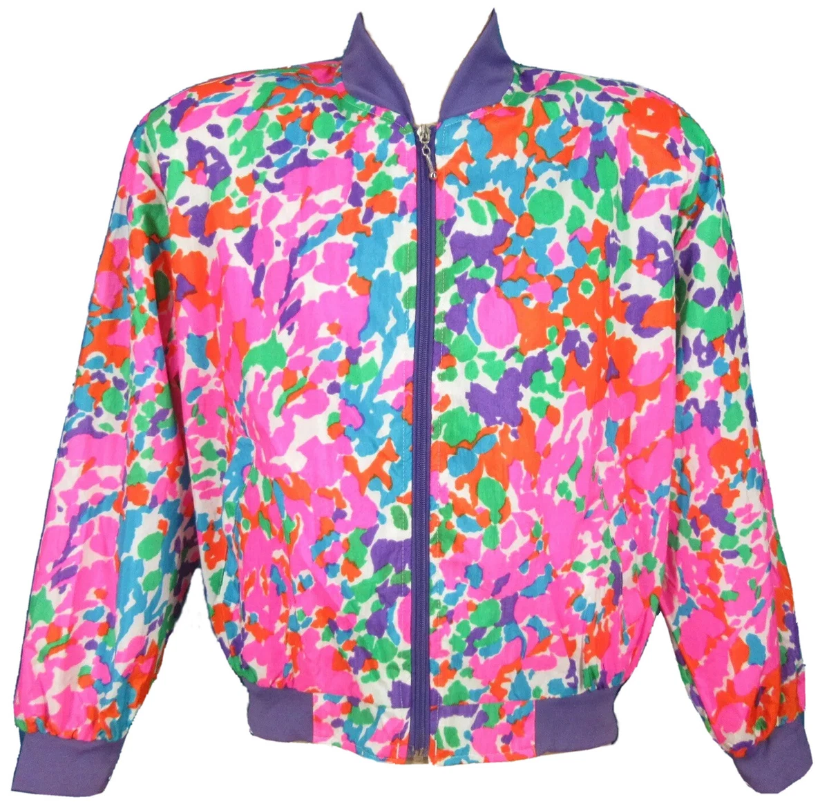 junto a Leer Forma del barco NOS vintage 90s HIP HOP WINDBREAKER ALL-OVER PRINT NEON JACKET fresh prince  surf | eBay