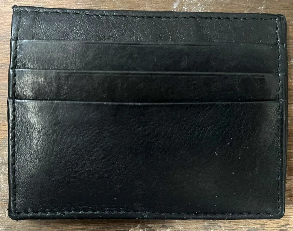 Element Card Holder Wallet Minimalist Mini black leather travel - Image 2 of 3