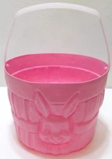 Easter Basket General Foam Blow Molded Plastic Bucket Bunny Rabbit Face Pink
