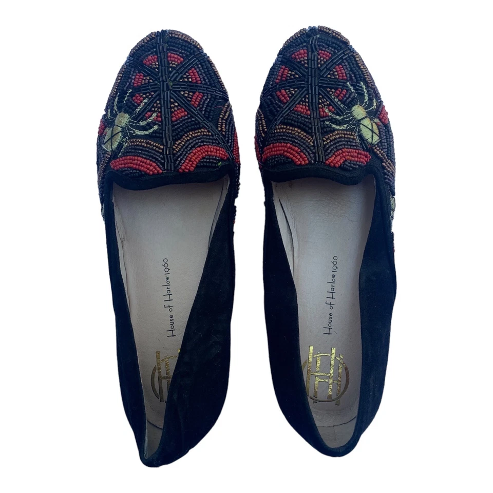 House of Harlow 1960 Zapatos planos con cuentas 6,5 36,5 araña Halloween negros sin cordones Foto 2 de 4