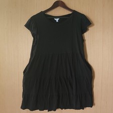 Time And Tru Women's Black Soft 100 Cotton Tiered Short Sleeve Dress 12-14