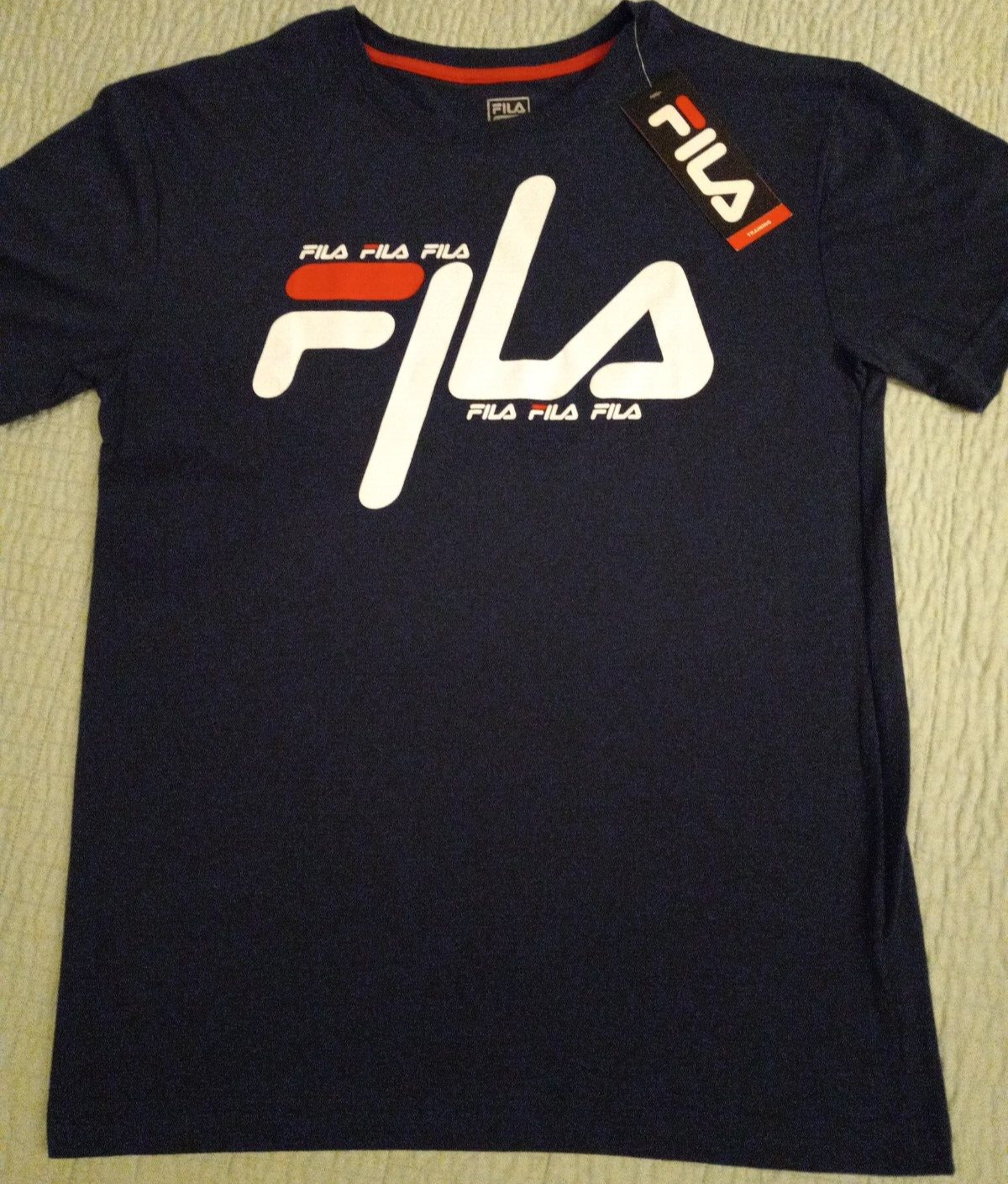 NWT Men's Medium Fila Blue Fila Training Athleticwear Short Sleeve T Shirt