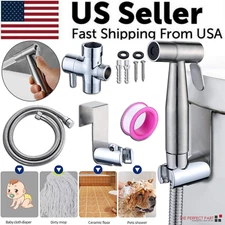 Toilet Shattaf Adapter Hose Bidet Spray Stainless Steel Handheld Shower Head US