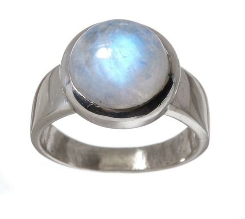 Mondstein blau 925 Silber Ring / Rainbow Moonstone Ring R194 - Picture 2 of 3