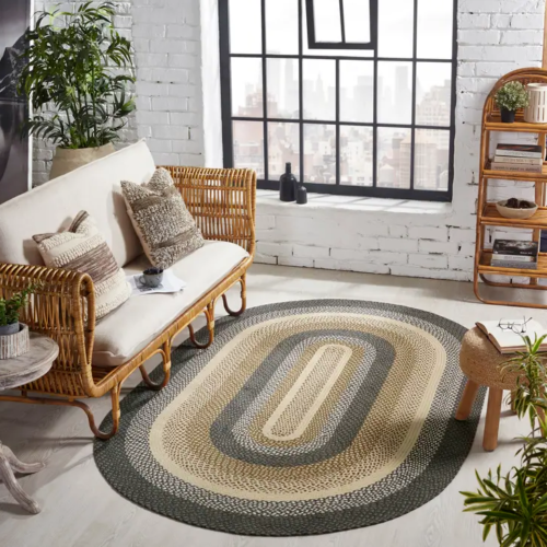 IHF Home Decor Braided Area Rug Oval Grassland Jute 8' x 10' Flooring