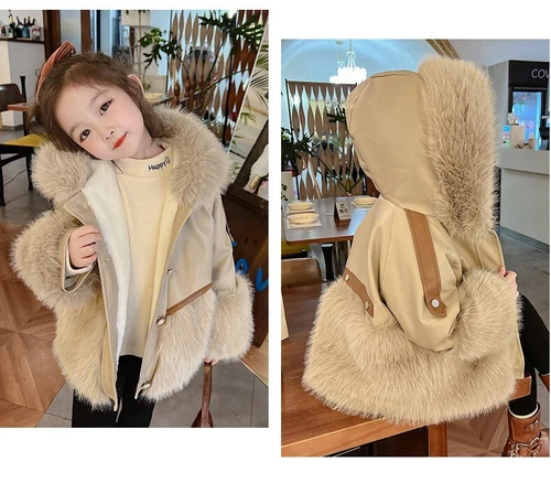 NEW Kids Faux Fur Baby Thick Parka Girl Warm Coat Jacket Coat Outerwear Children - Picture 32 of 40