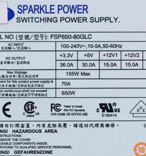 1 Stück FSP FSP650-80GLC FSP65080GLC Netzteil 650 W Neu Expressversand - Bild 1 von 4