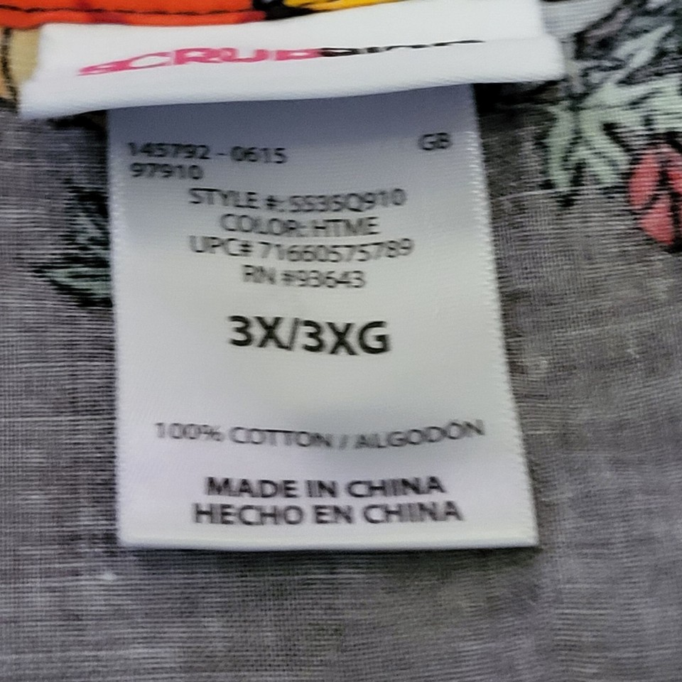 Scrubstar Womens Thanksgiving Print Scrub Top 3X/3XG 100 Cotton Brown