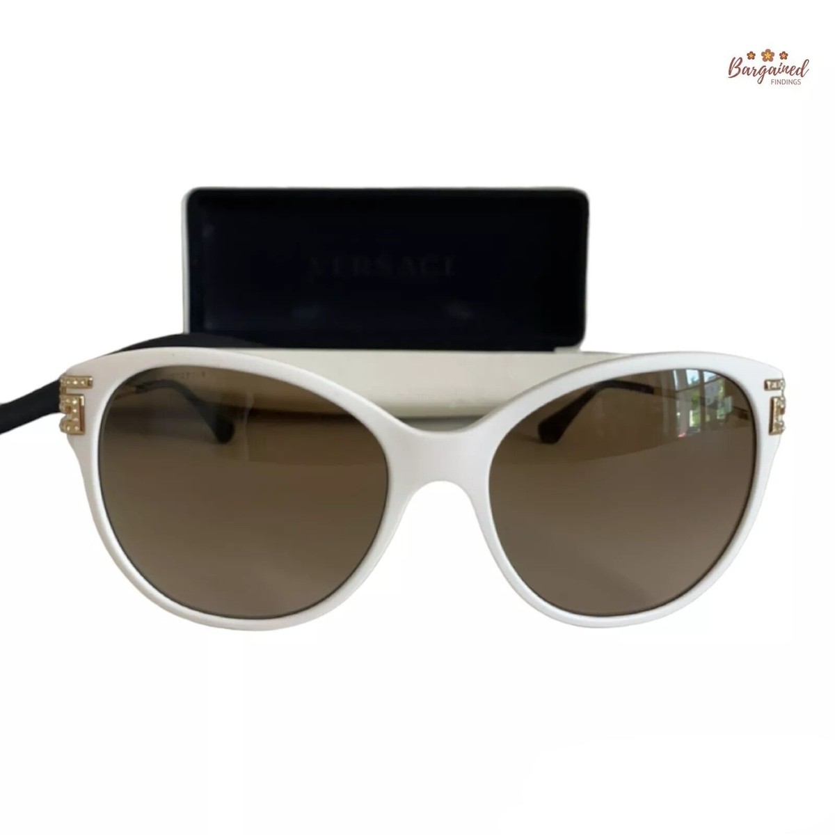 Authentic VERSACE White Frame Gold Metal Smoke Lenses  display picture 2