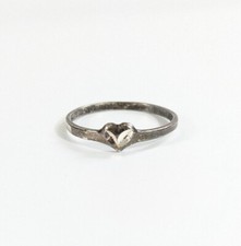 Size 8 Heart Etched Simple Minimalist Band Ring 925 Sterling Silver Vtg
