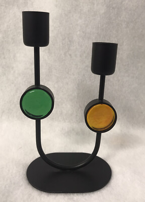 Pair of Ystad Metall Candleholders Gunnar Ander Wrought Iron