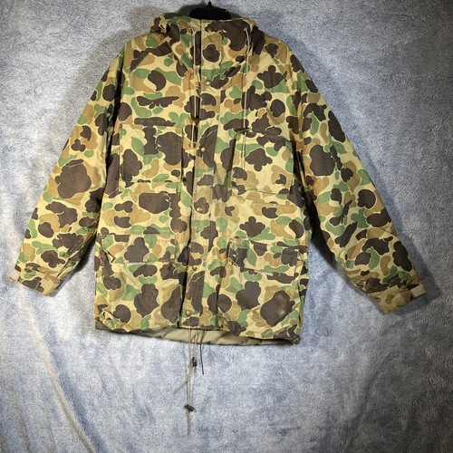 Woolrich Jacket Large Camouflage Hunting Coat Lined GTX USA Vintage READ