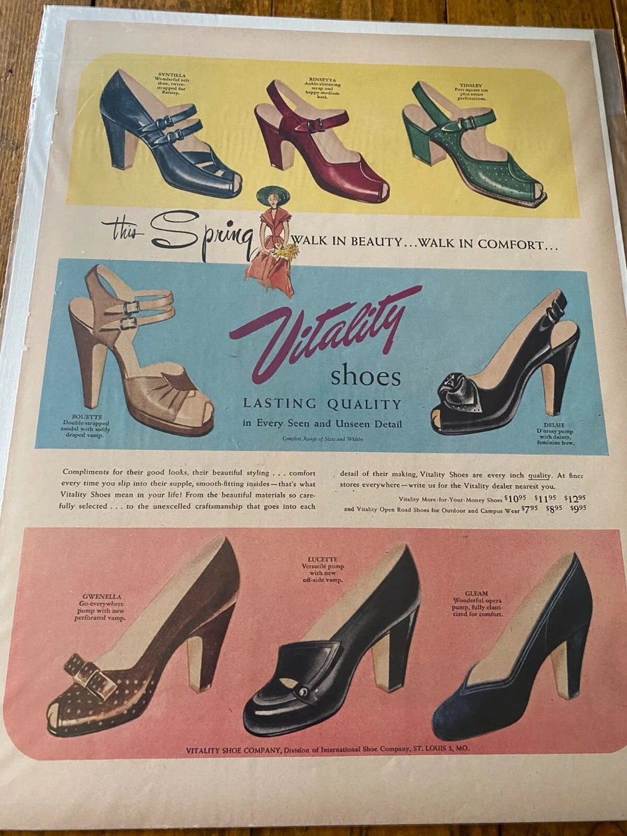 Vintage 1950 Vitality Shoes The Spring Walk In Beauty ad