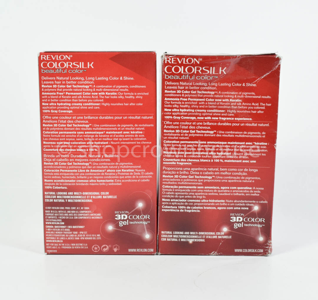 2 Revlon ColorSilk Beautiful Color Gray Coverage Permanent Hair Color #10 BLACK