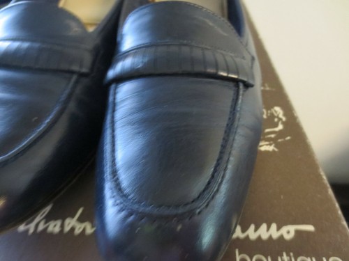 BEAUTIFUL VINTAGE 1985 SALVATORE FERRAGAMO NAVY WOMEN'S SHOES 5 1/2 HEEL 1 1/4 - Picture 5 of 6