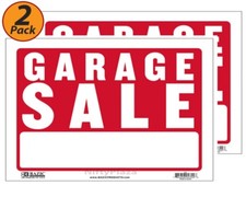 2 Pack - Garage Sale Sign 9"x12" Durable Plastic, Weatherproof, Bright Visible