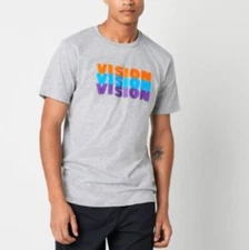 Vision Streetwear Mens Crew Neck Short Sleeve Graphic T-Shirt, Large, Gray