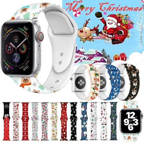 Silicone Straps For Apple Watch Series 6 SE 5 4 3 2 1 Christmas Wristwatch Band - Picture 2 of 157