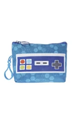 Pen & Gear Blue Game Controller Clip Zip Up Mini Change Holder Pouch