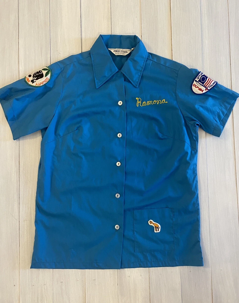 Vintage 60s 70s Angeltown Anaheim Bowl Bowling Shirt Size Small 30