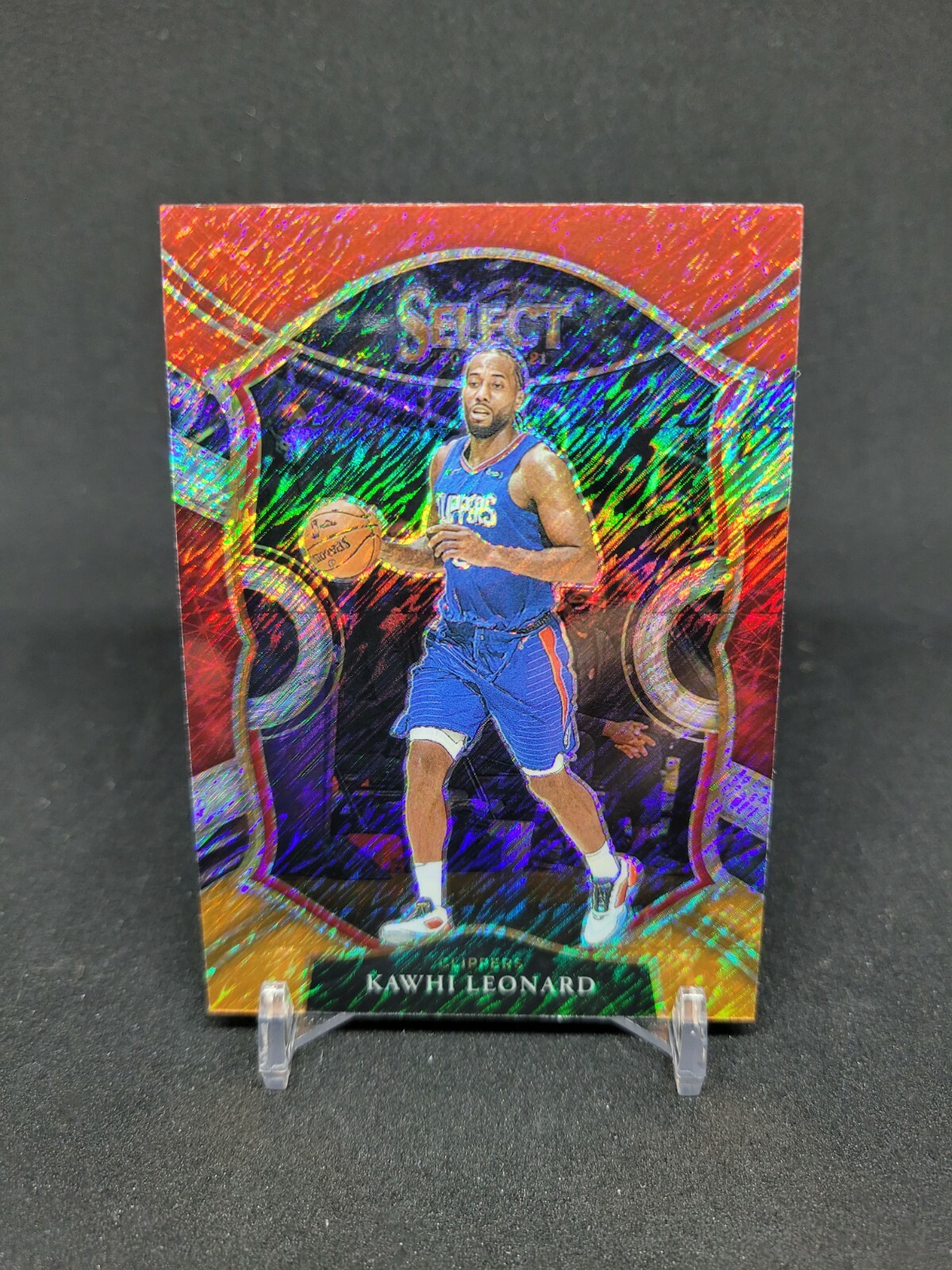 Kawhi Leonard 2020-21 Panini Select CONCOURSE RED/WHITE/ORANGE SHIMMER PRIZM #37