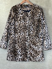 Episode Jacket Women's Xl Leopard Print Faux Fur Asymmetric Zip Up Formal Coat