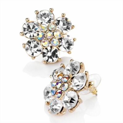 Ohrstecker goldfarben AB & klare Kristallblume 2,3 cm