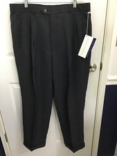 Perry Ellis Portfolio Wrinkle Free Gray Pleated Cuffed Dress Pants 36x30 NWT